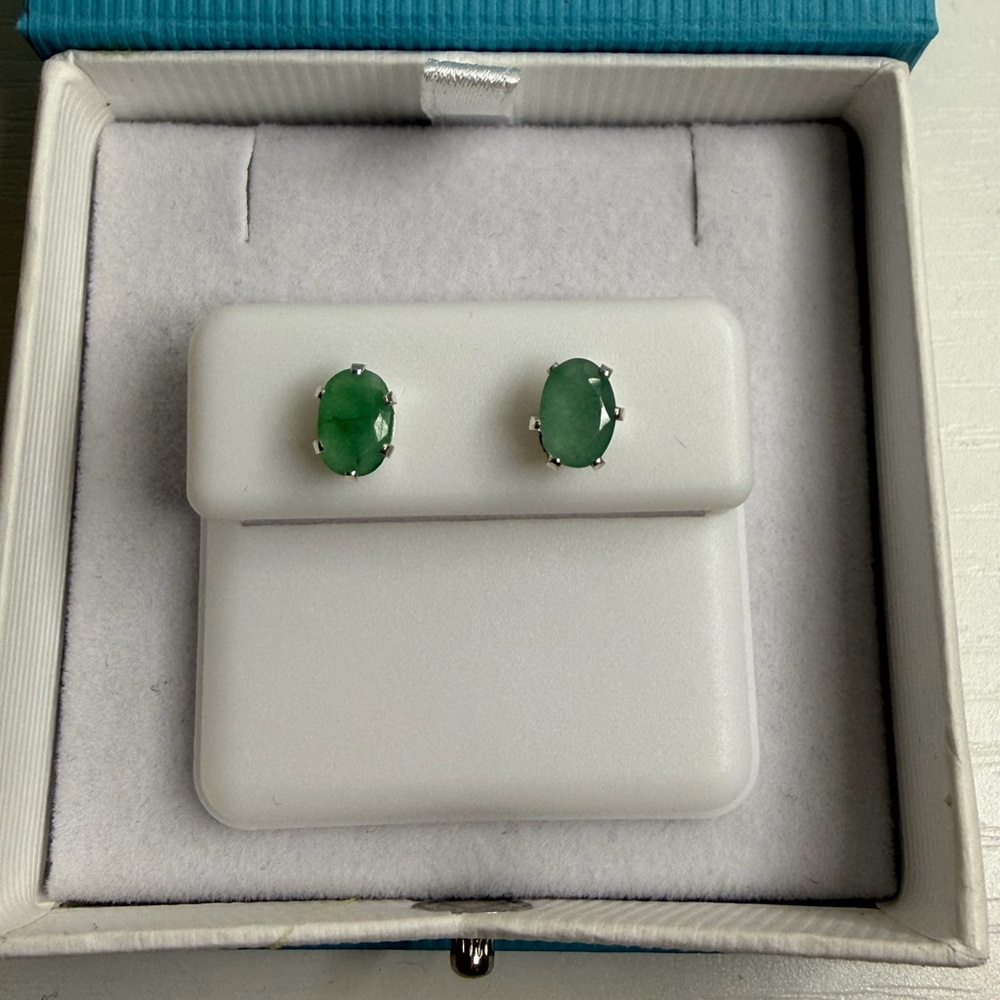 925 Sterling Silver Jade Green Earrings